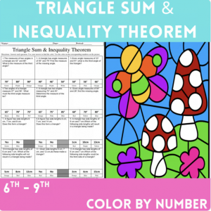 7th Grade Math Triangle Sum & Inequality Theorem Color By Number Activity
